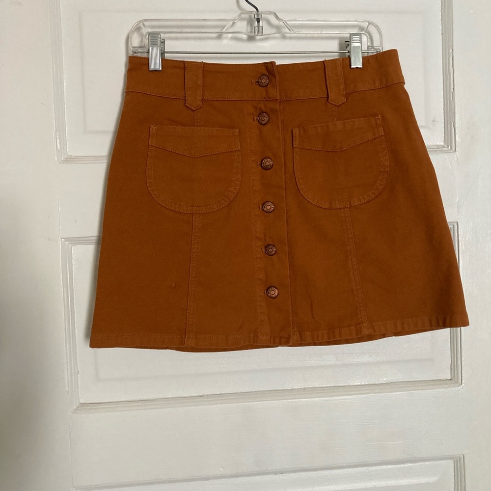 Madewell Tan Button-Front Mini Skirt